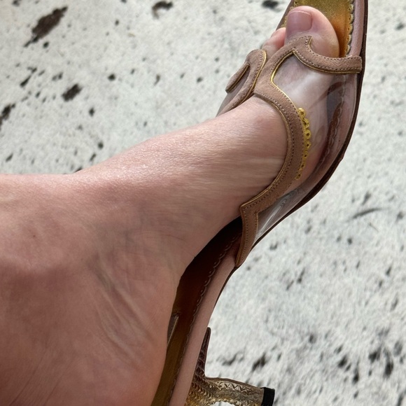 Prada kitten mule slippers 1950’s lucite carved heel retro riviera Italian - Picture 6 of 12